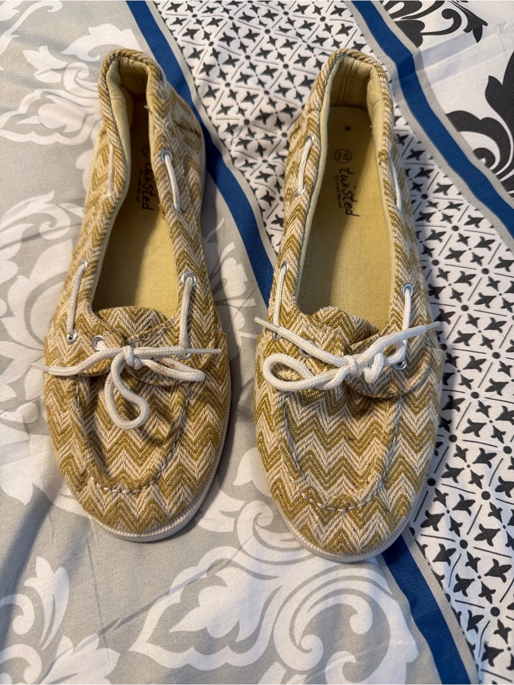 Twisted Women's Yellow Chevron Slip-On Moccasins